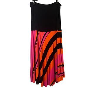 Vintage Avon Mark Convertible Strapless Dress Skirt Black Orange Pink Boho XXL
